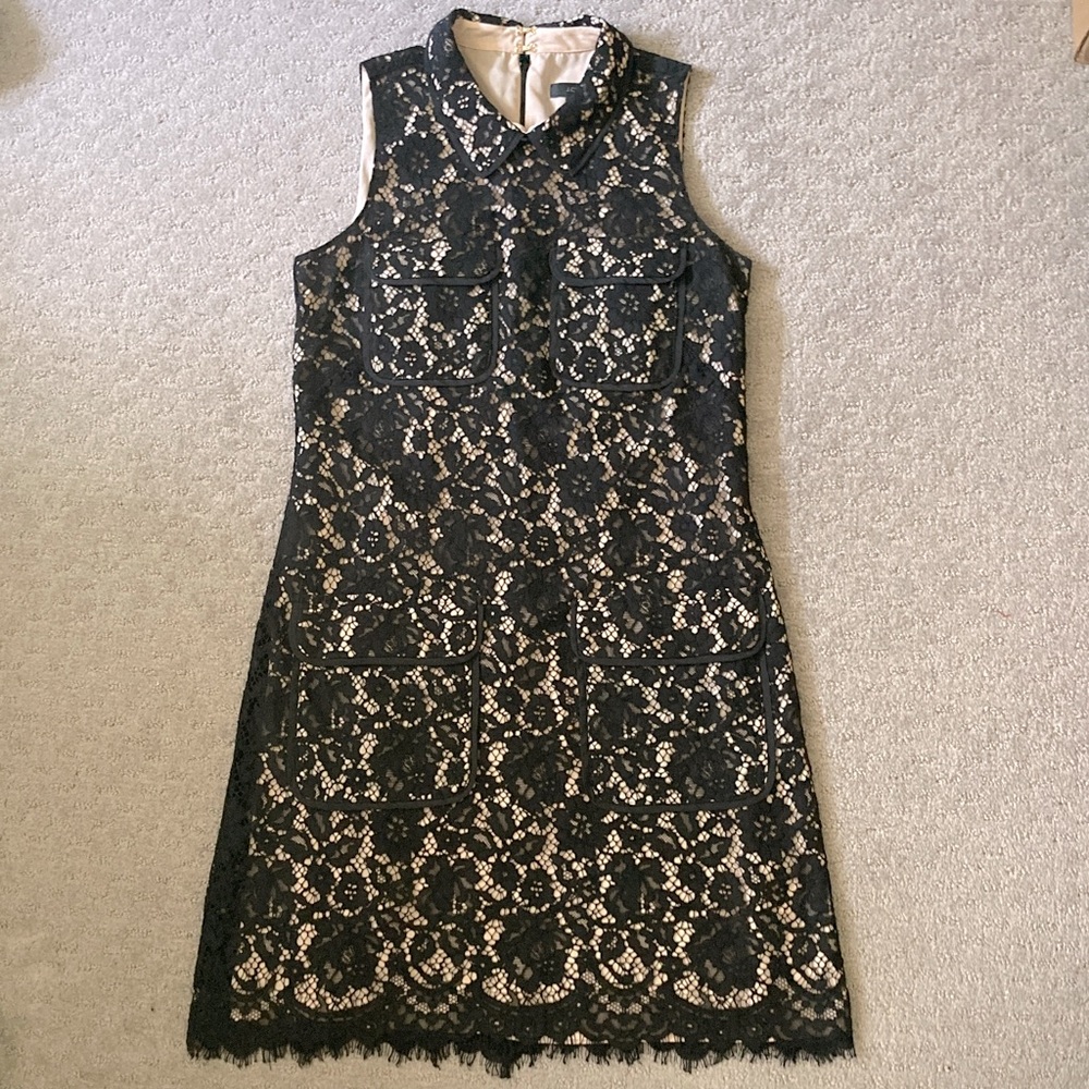J. Crew black lace sleeveless sheath dress, Sz 2.